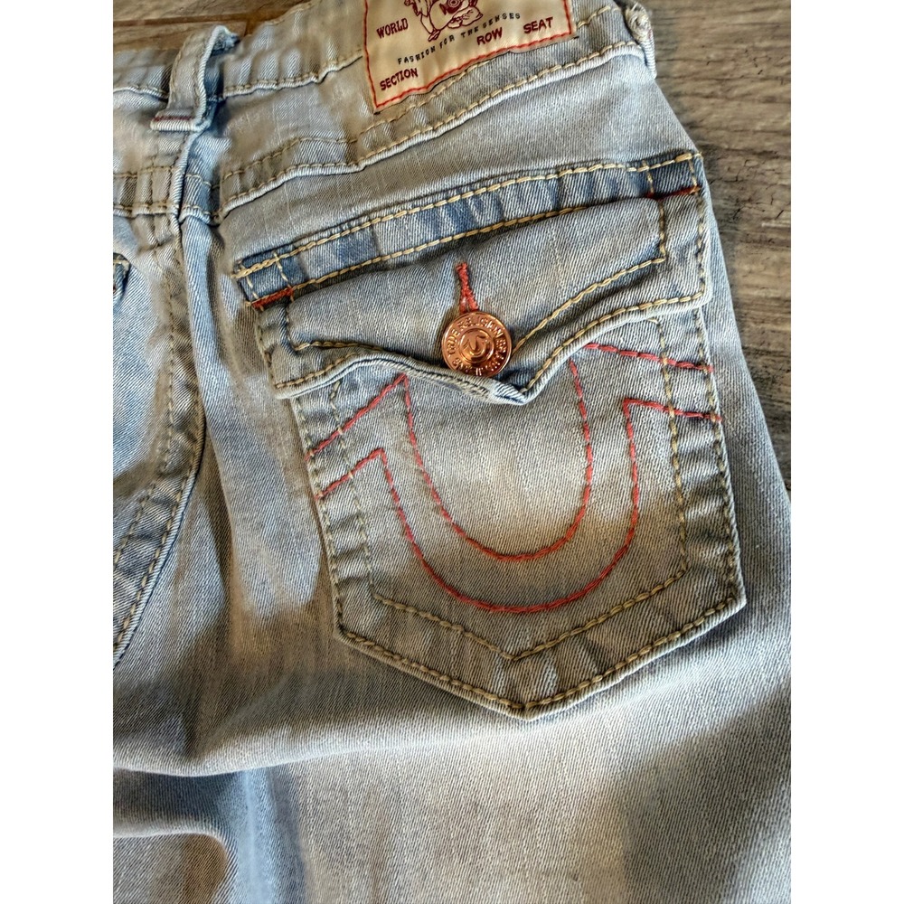 True Religion Joey Mid Rise Flare Jeans Womens 26 Bootcut Y2K Distressed Boot - Picture 8 of 12